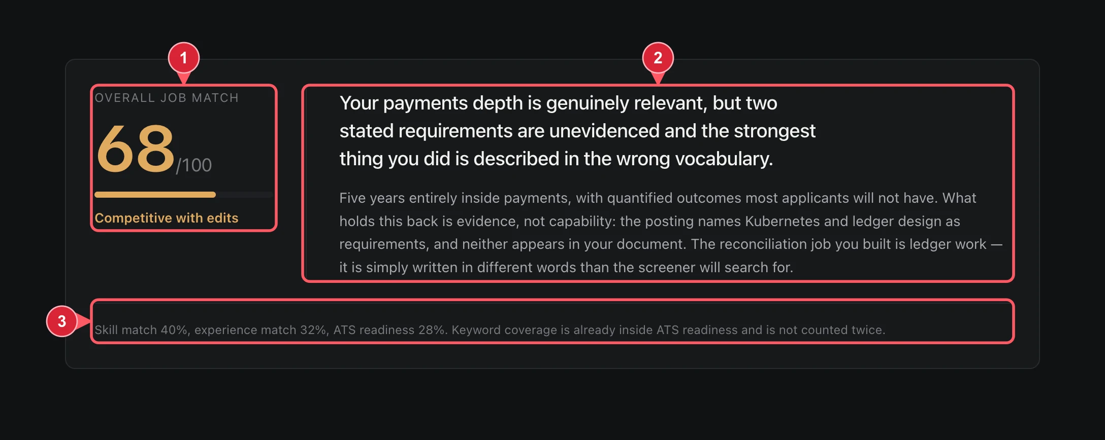 JobAgent guide screen 3: The score is not a hiring probability
